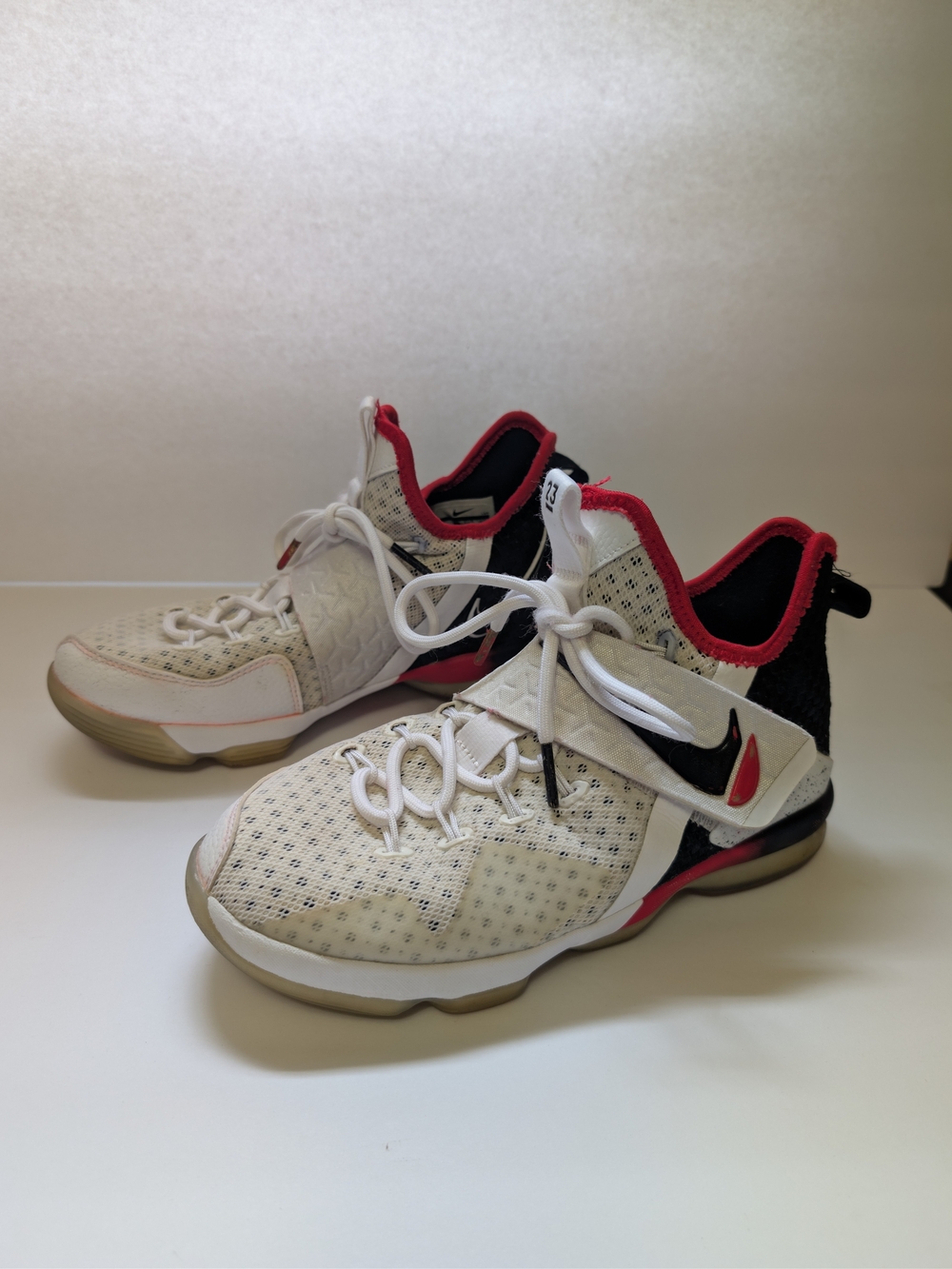 Nike LeBron 14 GS Flip The Switch White Red Black Basketball Shoes 859468-103 Si